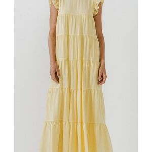 English Factory Tiered  Maxi Butter Yellow Dress